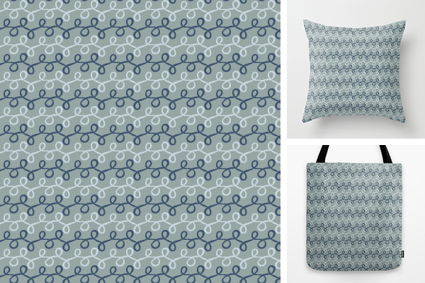 Blue Curls Surface Pattern Design by Annie Webster