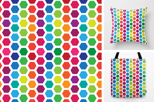 Rainbow Hexies Surface Pattern Design by Annie Webster