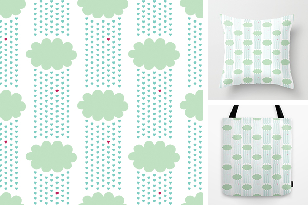 Raining Love Surface Pattern Design by Annie Webster